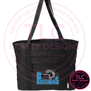 Maplewood Heights Panthers Leaping Panther design on Port Authority C-FREE Recycled Tote in Deep Black
