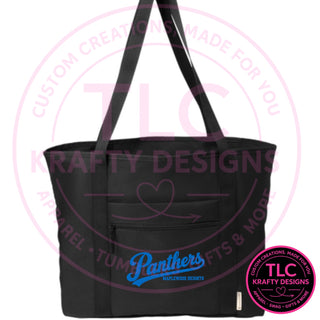 Maplewood Heights Panthers Script design on Port Authority C-FREE Recycled Tote in Deep Black