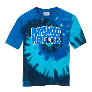 Maplewood Heights Panthers Pennant design on Port & Company Tie-Dye tee in Ocean Rainbow