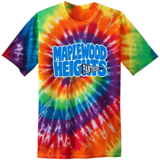 Maplewood Heights Panthers Pennant design on Port & Company Tie-Dye tee in Rainbow
