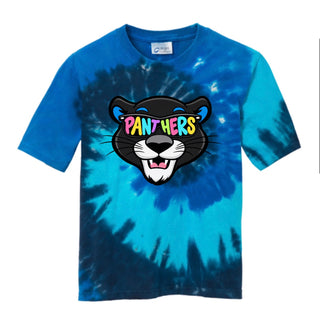 Maplewood Heights Panthers Sunglasses design on Port & Company Tie-Dye tee in Ocean Rainbow