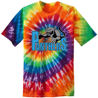 Maplewood Heights Panthers Leaping Panther design on Port & Company Tie-Dye tee in Rainbow