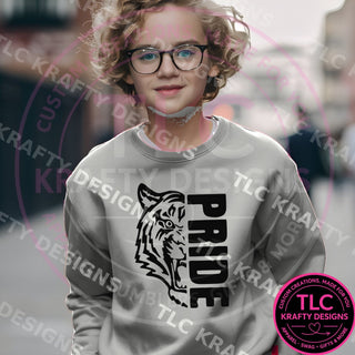 TIG1 tigers pride design on gravel gray sweatshirt