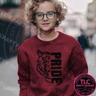 TIG1 tigers pride design on maroon sweatshirt