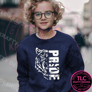 TIG1 tigers pride design on navy sweatshirt