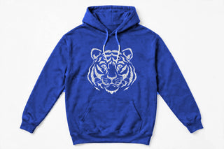 TIG2 tiger face design on royal hoodie