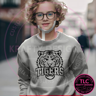 TIG3 tigers head design on gravel gray sweatshirt