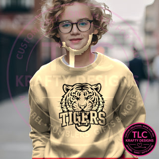 TIG3 tigers head design on sand sweatshirt