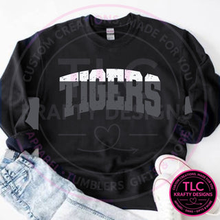 TIG6 distressed tigers design on black sweatshirt