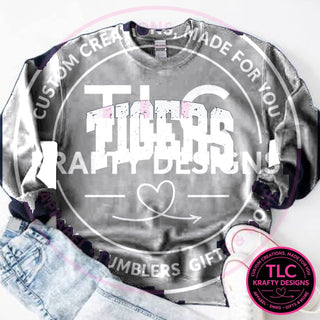 TIG6 distressed tigers design on sports gray sweatshirt