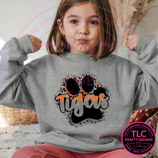 TIG9 tigers paw script design on gravel gray sweatshirt