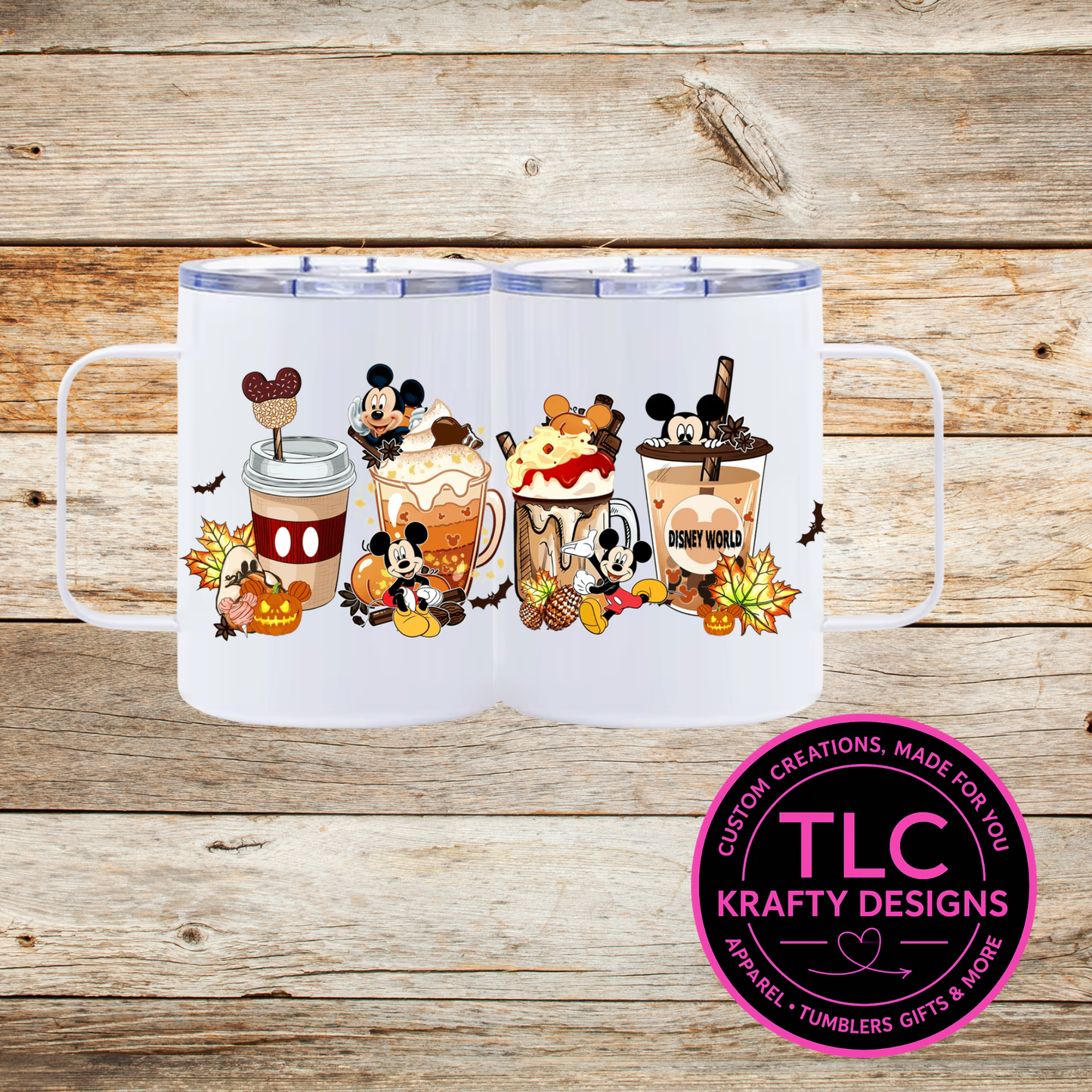 Mickey's Fall Coffee Drinks Mug - 12oz Travel Mug With Lid CK