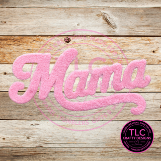 XL MAMA Pink Fuzzy Chenille Patch - Mom Life Heat Press/ Iron-On Appliqué