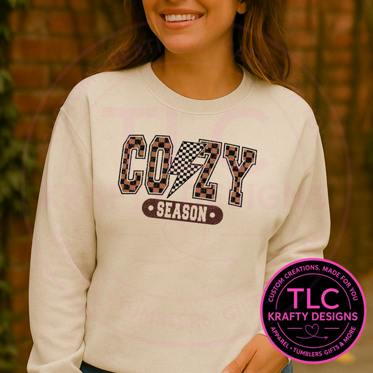 Cozy Season Sweatshirt – Neutral Fall & Winter Cozy Graphic Crewneck