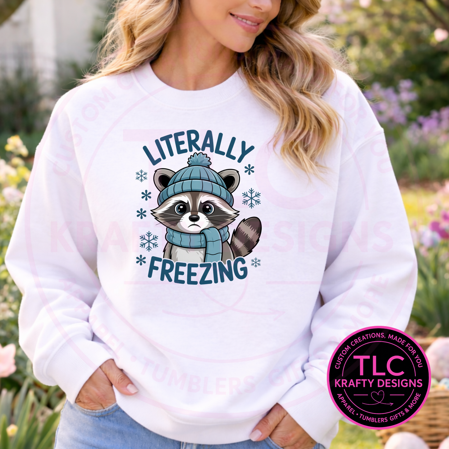 Literally Freezing Raccoon T-Shirt or Sweatshirt – Funny Winter Graphic Apparel