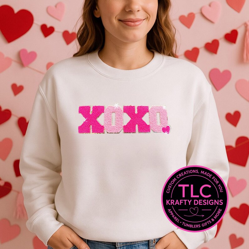 PREORDER XL XOXO Chenille Valentine Patch – Chenille Iron-On / Sew-On Applique CK