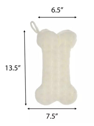 Dog Bone Knit stocking (cream) size: 13.5 inches tall, 6.5 inch opening, 7.5 inch foot