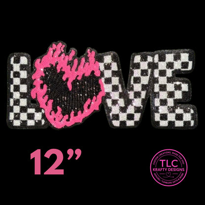 XL LOVE Sequin Patch - Valentine's Day Iron-On/ Sew-On Appliqué