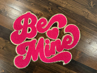 XL Be Mine Chenille Patch with Gold Detailing – Valentine Iron-On / Sew-On Applique CK