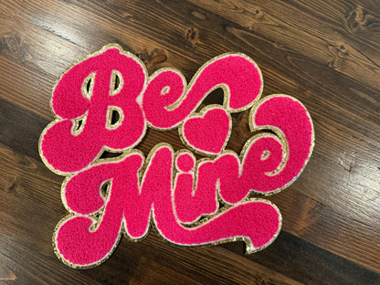 XL Be Mine Chenille Patch with Gold Detailing – Valentine Iron-On / Sew-On Applique CK