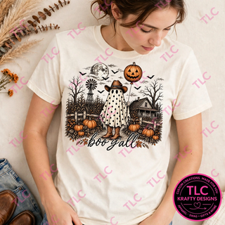 Boo Y'all Shirt, Cowboy Ghost Halloween Tee, Western Halloween Shirt, Funny Ghost Shirt, Country Halloween Gift - Gildan mockup