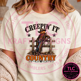 Creepin' It Country design on a Comfort Colors Ivory tee