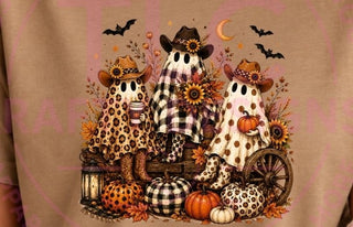 Cowboy ghosts western Halloween shirt - three cowboy ghosts with pumpkins