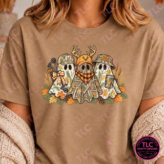 Camo Ghost Hunting Shirt, Hunting Halloween Tee, Camo Halloween Shirt, Hunter Halloween Gift, Spooky Season Hunting Shirt - Gildan mockup