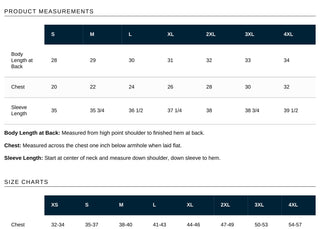 Port & Company PC098H size chart - adult sizes