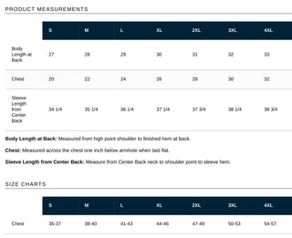 Port & Company PC68H size chart - adult sizes