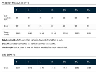 Port & Company PC78 size chart - adult sizes
