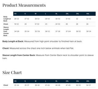 Sport-Tek ST255 size chart - adult sizes
