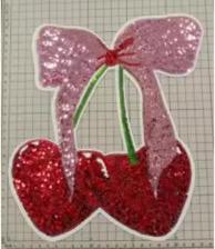 XL Cherry Bow Sequin Patch – Valentine Iron-On / Sew-On Applique CK