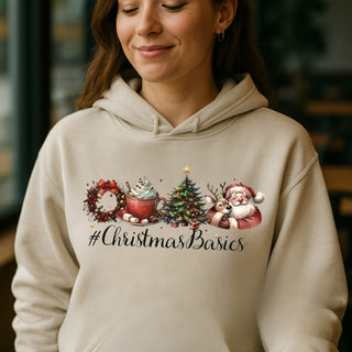 Christmas Basics design on a Sand hoodie