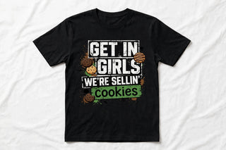 CK12 Get In Girls Sellin Cookies design on Black short-sleeve t-shirt