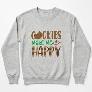 Cookies Make Me Happy design on Sports Gray crewneck sweatshirt
