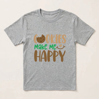 CK2 Cookies Make Me Happy design flat-lay on Sport Grey tee