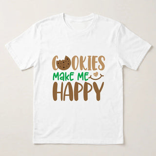 CK2 Cookies Make Me Happy design flat-lay on White tee