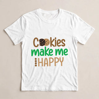 CK9 Cookies Make Me Happy Alt Shirt, White flat-lay mockup