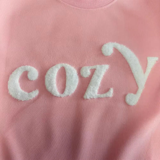 Puffy Chenille COZY Patch – White Fuzzy Christmas Applique | Festive Winter COZY Design for Sweatshirts, Hoodies & DIY Crafts CK