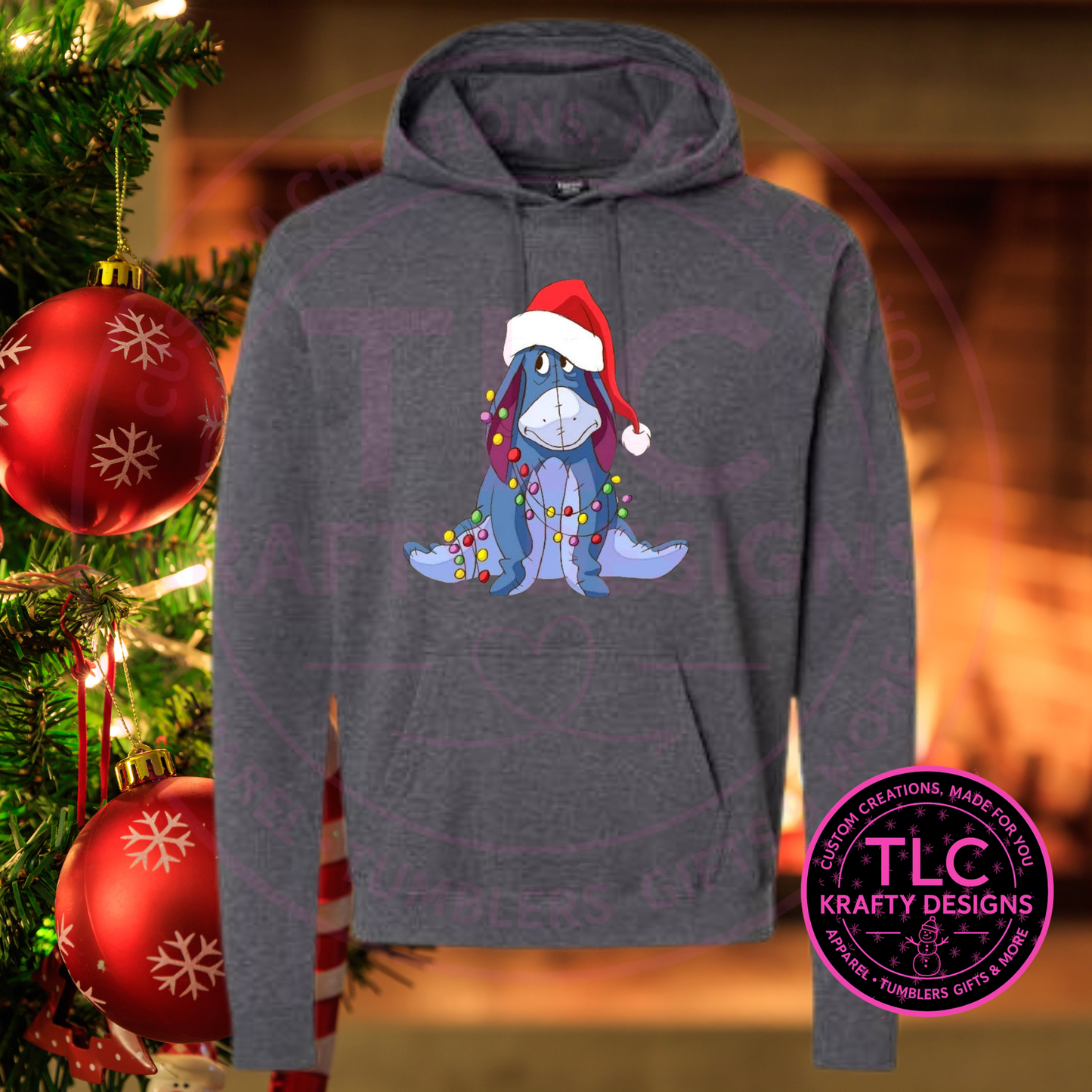 Santa Eeyore Sweatshirt - Whimsical Christmas Crew Neck or Hoodie CK