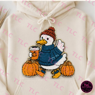Fall Duck Shirt, Chenille Patch Duck Sweatshirt, Cute Fall Duck Hoodie, Autumn Duck Shirt, Duck Lover Fall Gift - Comfort Colors mockup