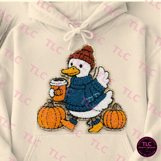 Fall Duck Shirt, Chenille Patch Duck Sweatshirt, Cute Fall Duck Hoodie, Autumn Duck Shirt, Duck Lover Fall Gift - Gildan mockup