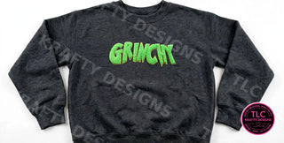 Grinchy Patch Sweatshirt - Dark Heather