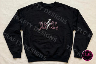 Mama Lightning Bolt Patch Sweatshirt - Black (Pink)