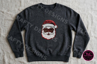 Sequin Santa Patch Sweatshirt - Dark Heather