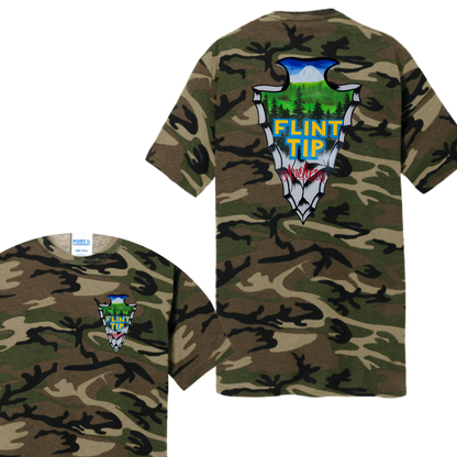 Flint Tip Archery Camo T-Shirt – Outdoor Sportswear with Custom Arrowhead Design