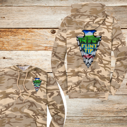 Flint Tip Archery Camo Sweatshirt – Outdoor Sportswear with Custom Arrowhead Design