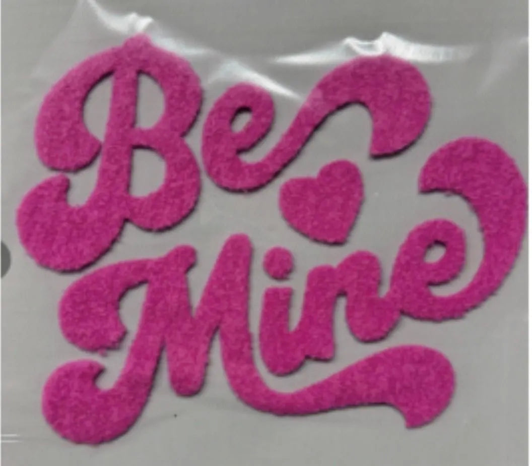 XL Fuzzy Be Mine Chenille Patch – Valentine Iron-On / Sew-On Applique CK