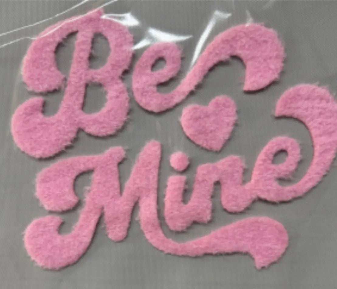 XL Fuzzy Be Mine Chenille Patch – Valentine Iron-On / Sew-On Applique CK